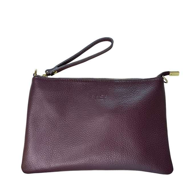Busta Tracolla Vera Pelle Col Dark Burgundy