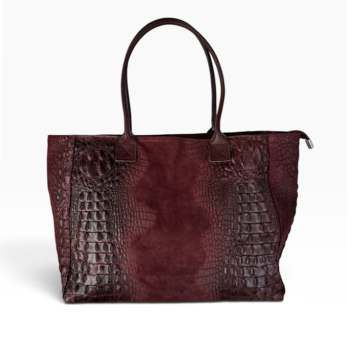 Borsa Flo Camoscio Stampa Cocco Col Dark Burgundy